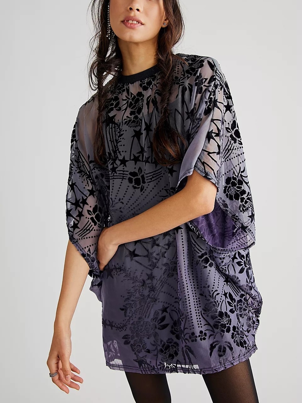 Free People Shooting Star T-Shirt Mini Dress In Twilight Combo, Xs